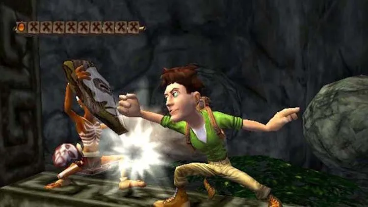 Thợ săn kho báu đấu với người đeo mặt nạ trong Pitfall The Lost Expedition