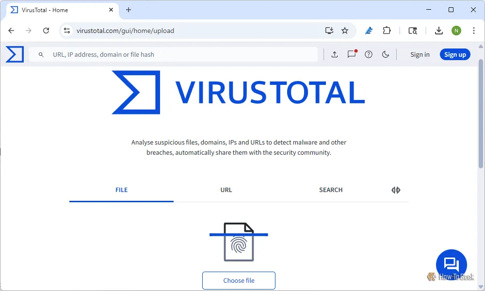 Trang chủ VirusTotal.com