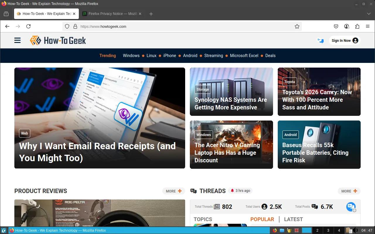 Trình duyệt Firefox đang chạy trên môi trường desktop JWM của Obarun Linux ở chế độ Live.
