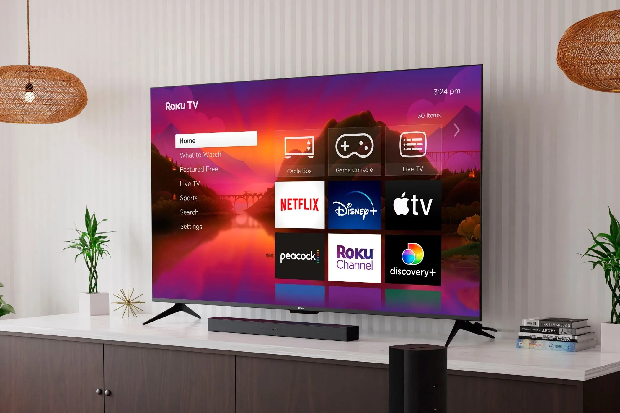 TV thông minh Roku Plus Series hiển thị giao diện người dùng