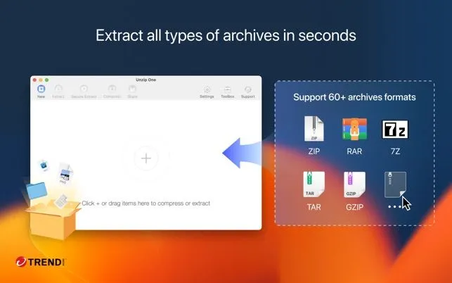 Unzip One, một ứng dụng nén và giải nén file miễn phí trên macOS với tính năng mã hóa.