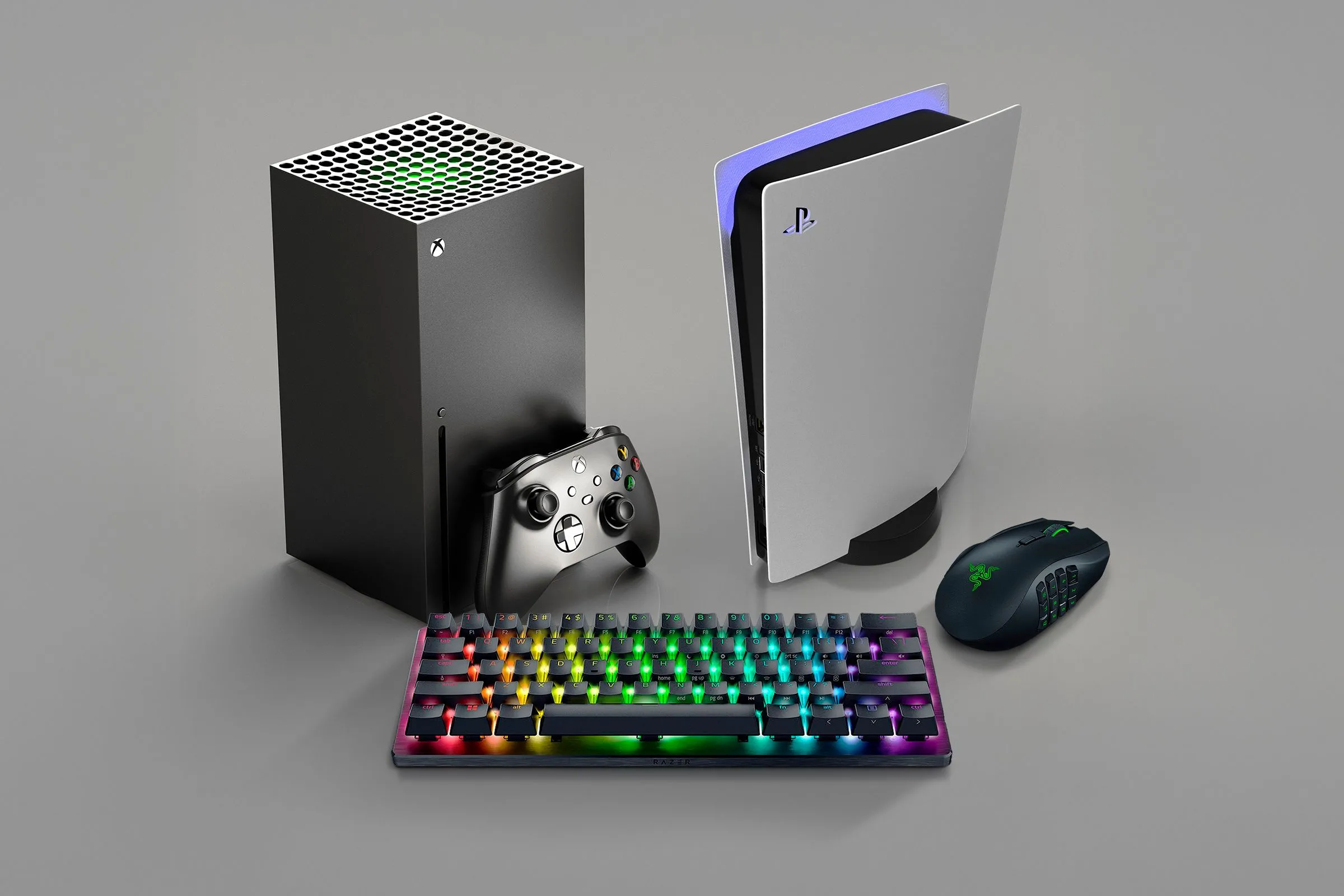 Xbox và PlayStation đặt cạnh nhau, đại diện cho các hệ máy console có hệ thống thành tựu phức tạp.