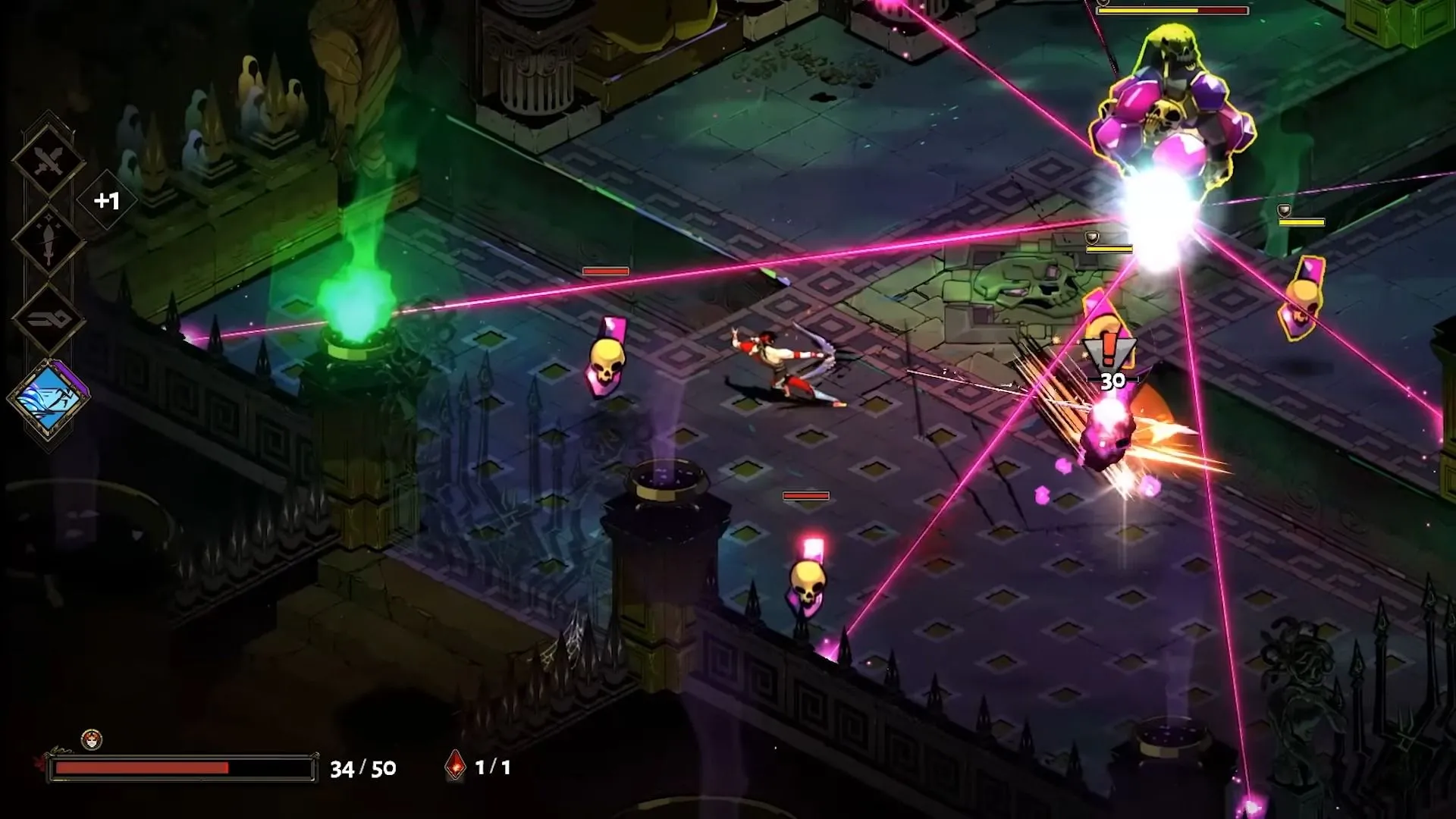 Zagreus, nhân vật chính của game Hades, trong một trận chiến đầy kịch tính.