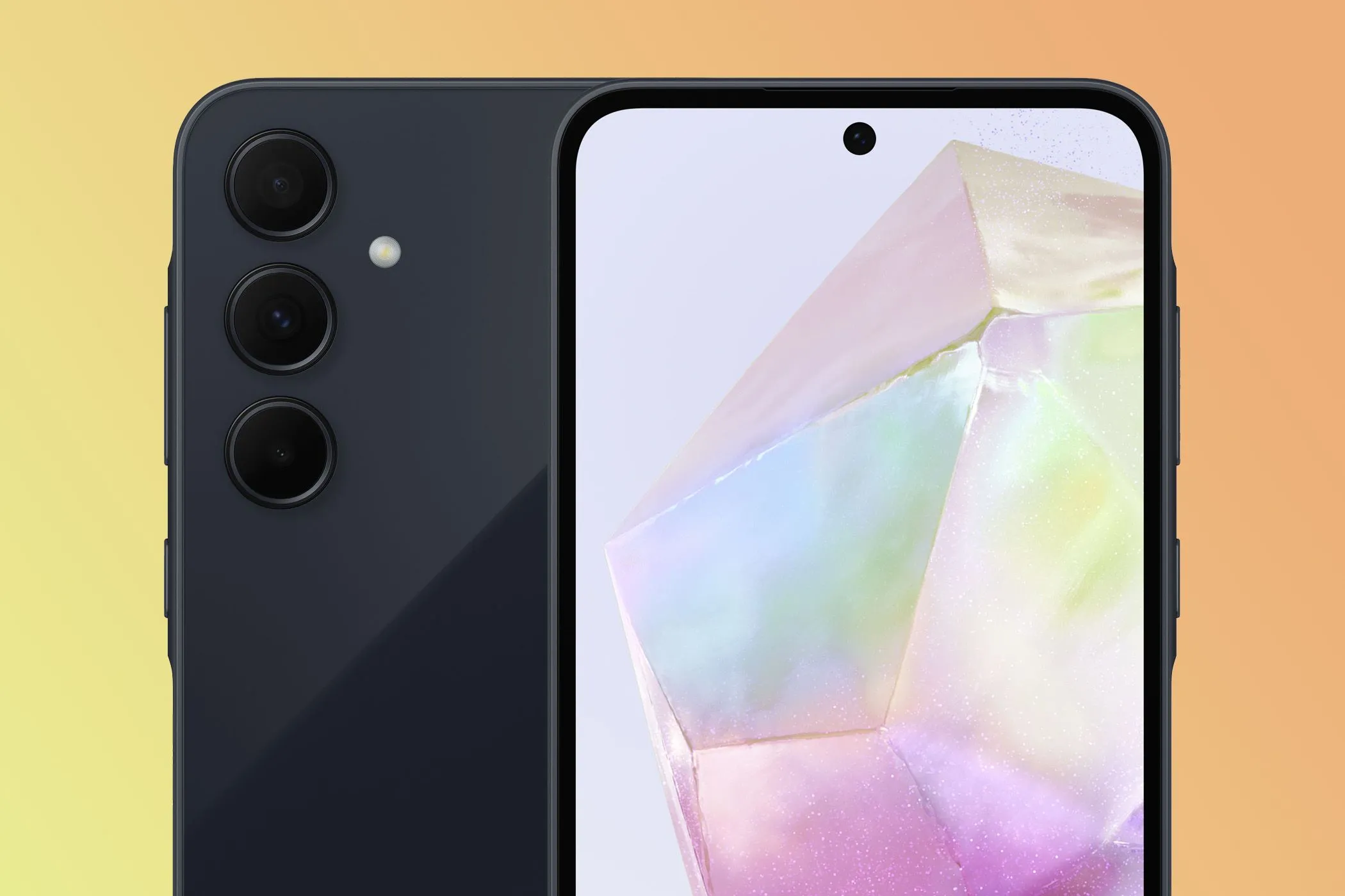 Điện thoại Samsung Galaxy A35 nhìn từ mặt trước và mặt sau