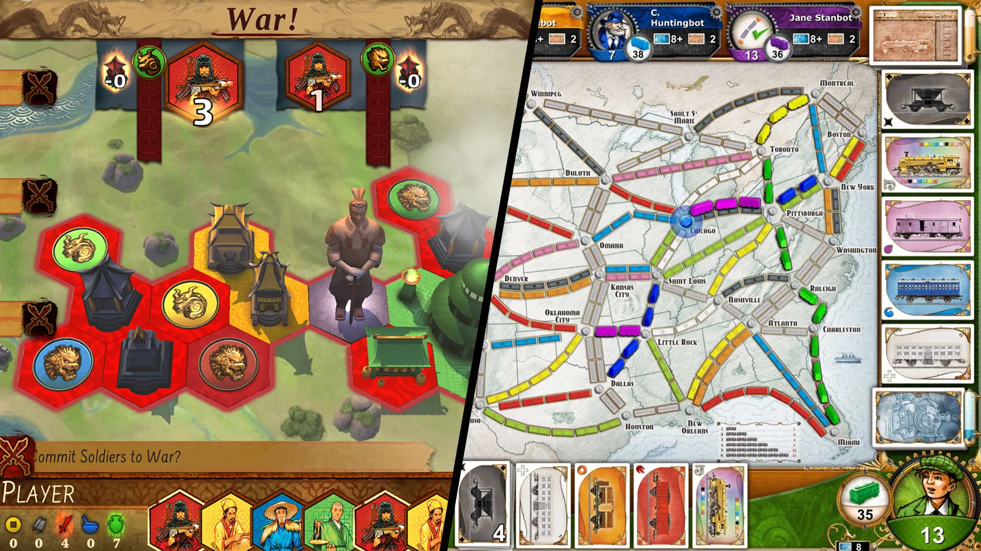 Giao diện các trò chơi board game kỹ thuật số trên màn hình tablet