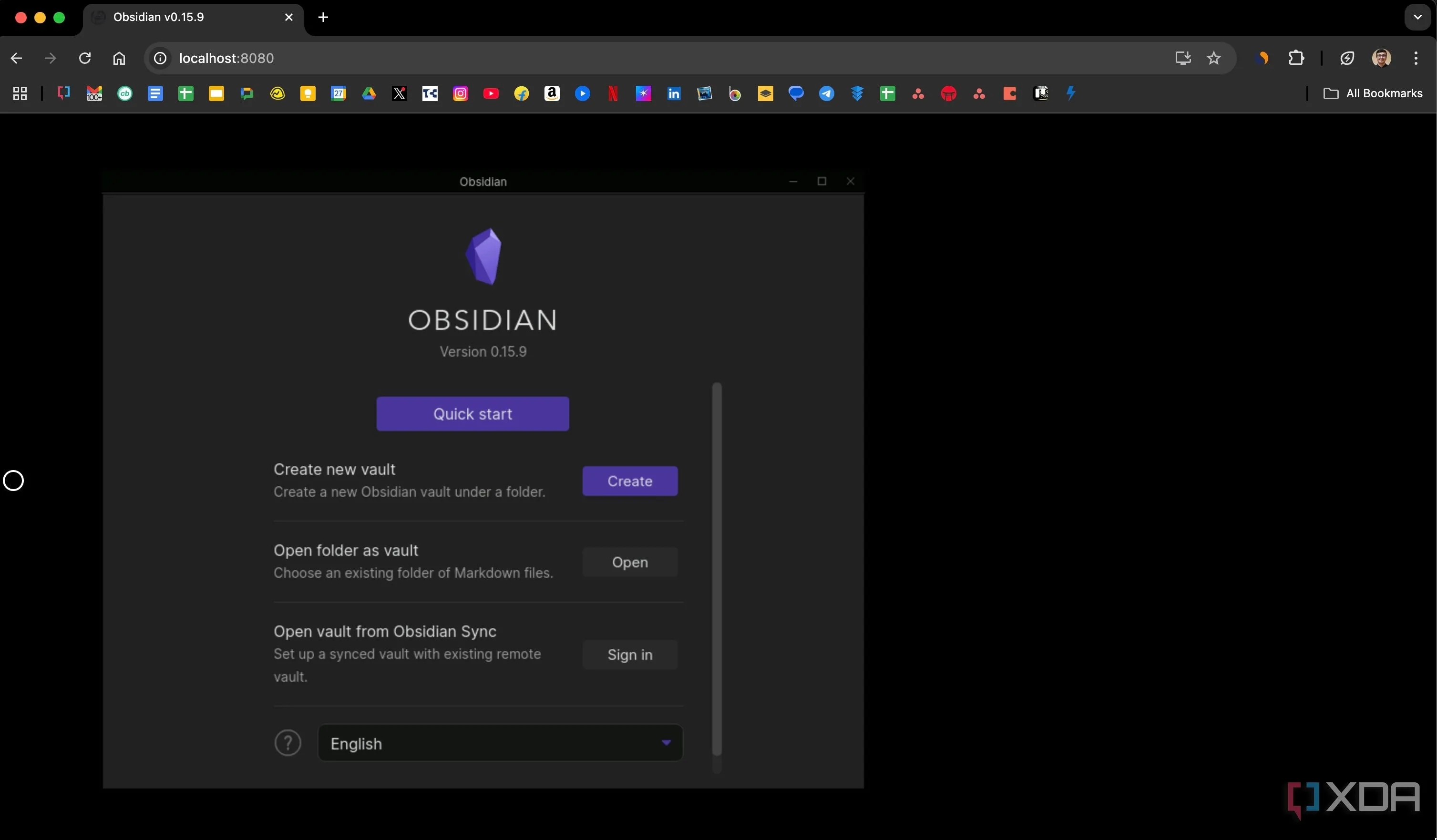 Giao diện Obsidian đang chạy trên trình duyệt web, hiển thị các ghi chú được liên kết