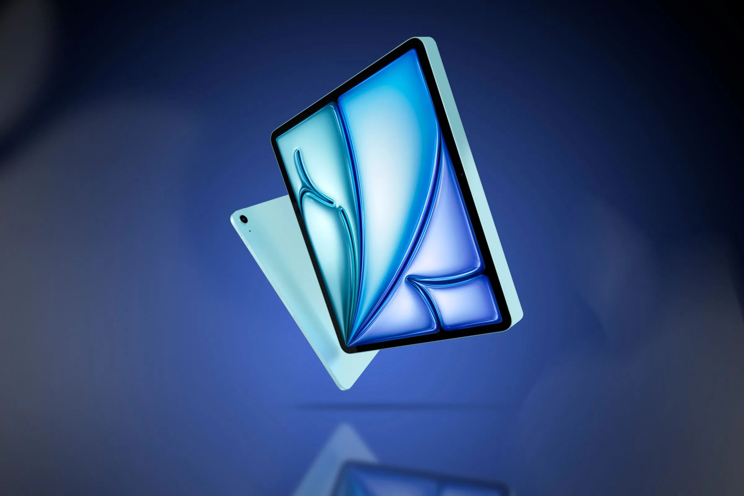 Hình ảnh một chiếc iPad mỏng ở phía sau và một chiếc iPad dày hơn ở phía trước, minh họa sự khác biệt về không gian bên trong thiết bị