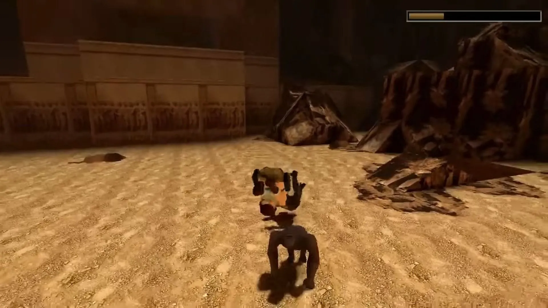 Laura Croft thực hiện động tác nhào lộn né tránh trong Tomb Raider I Remastered, minh họa cơ chế né đòn 3D ban đầu.