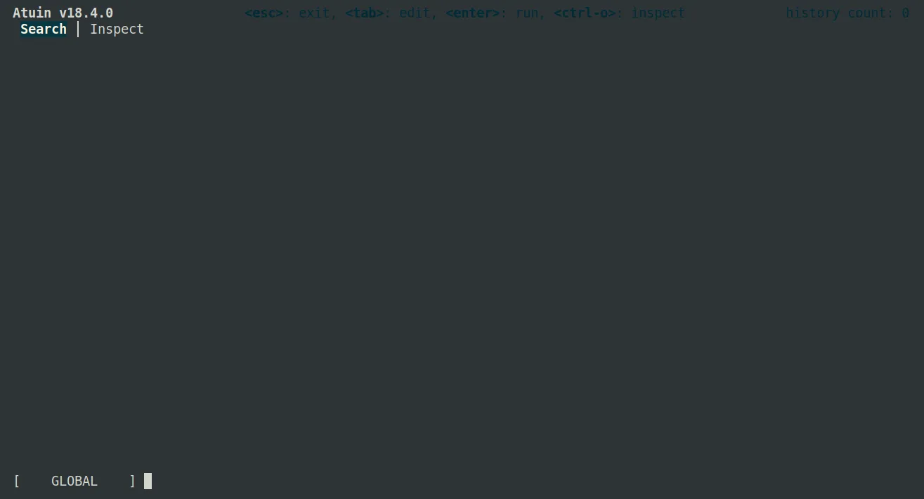 Màn hình Atuin trống rỗng khi chạy lần đầu