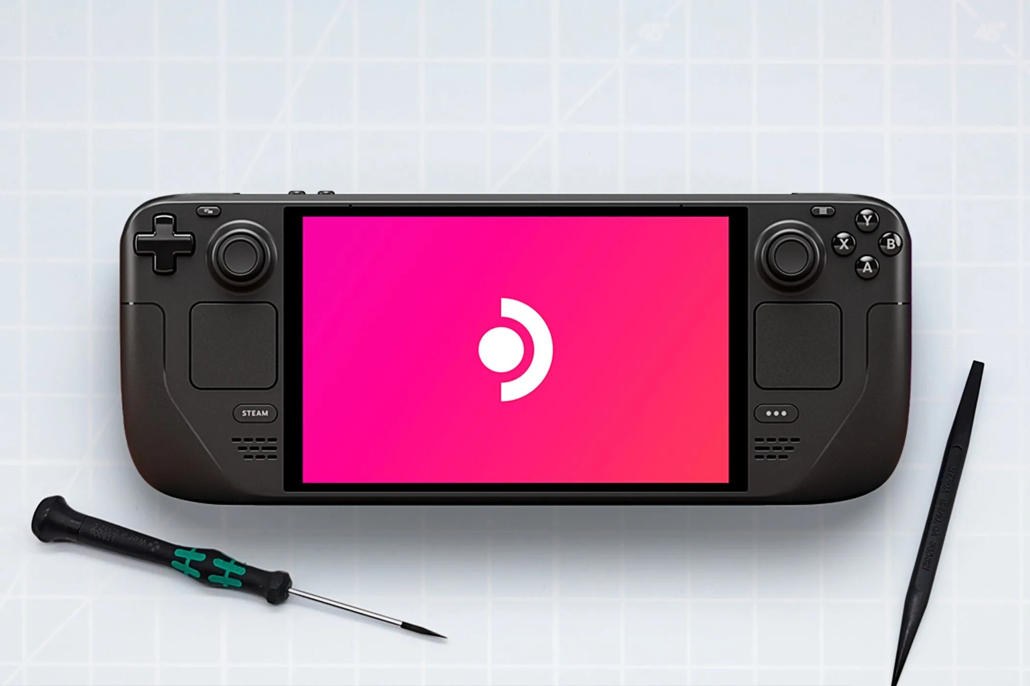 Nintendo Switch với các công cụ gần đó, minh họa cho việc khắc phục sự cố phần cứng hoặc phần mềm.