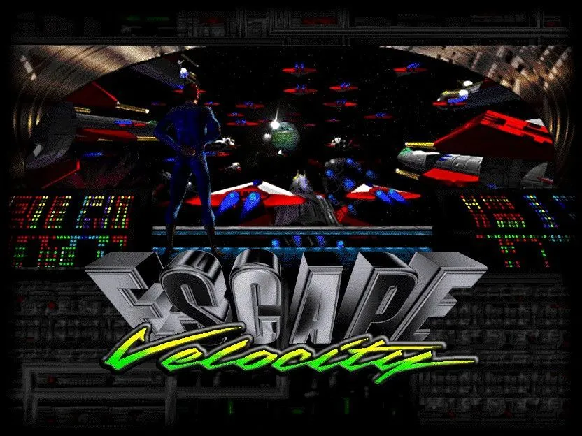 Ảnh bìa game Escape Velocity phiên bản Macintosh, một RPG không gian kinh điển