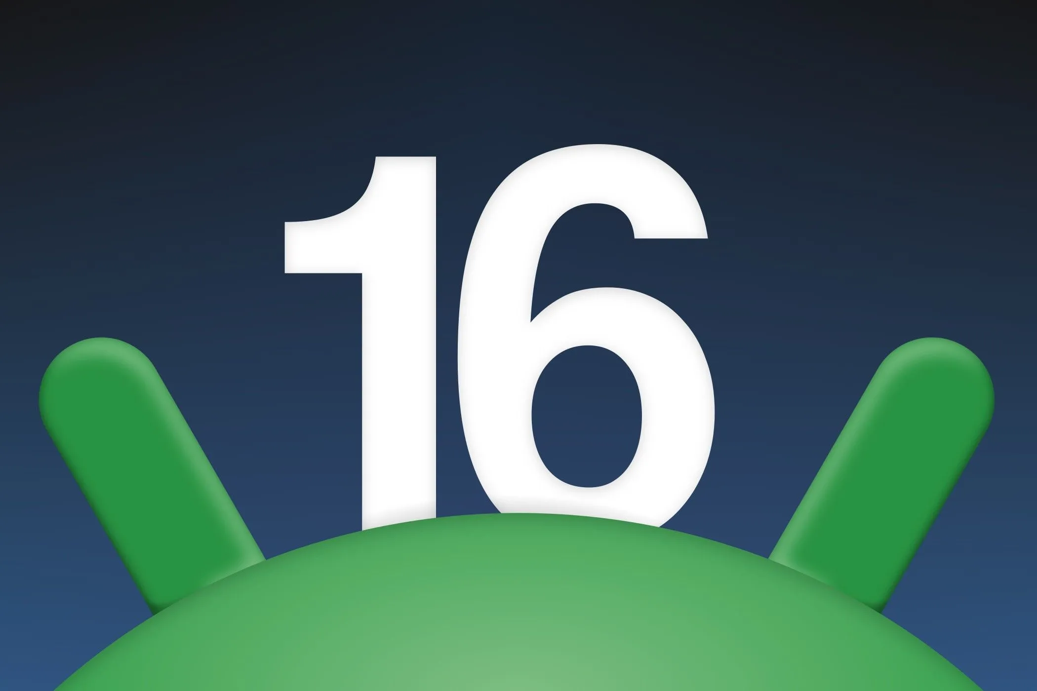 Biểu tượng Android 16 với giao diện tối