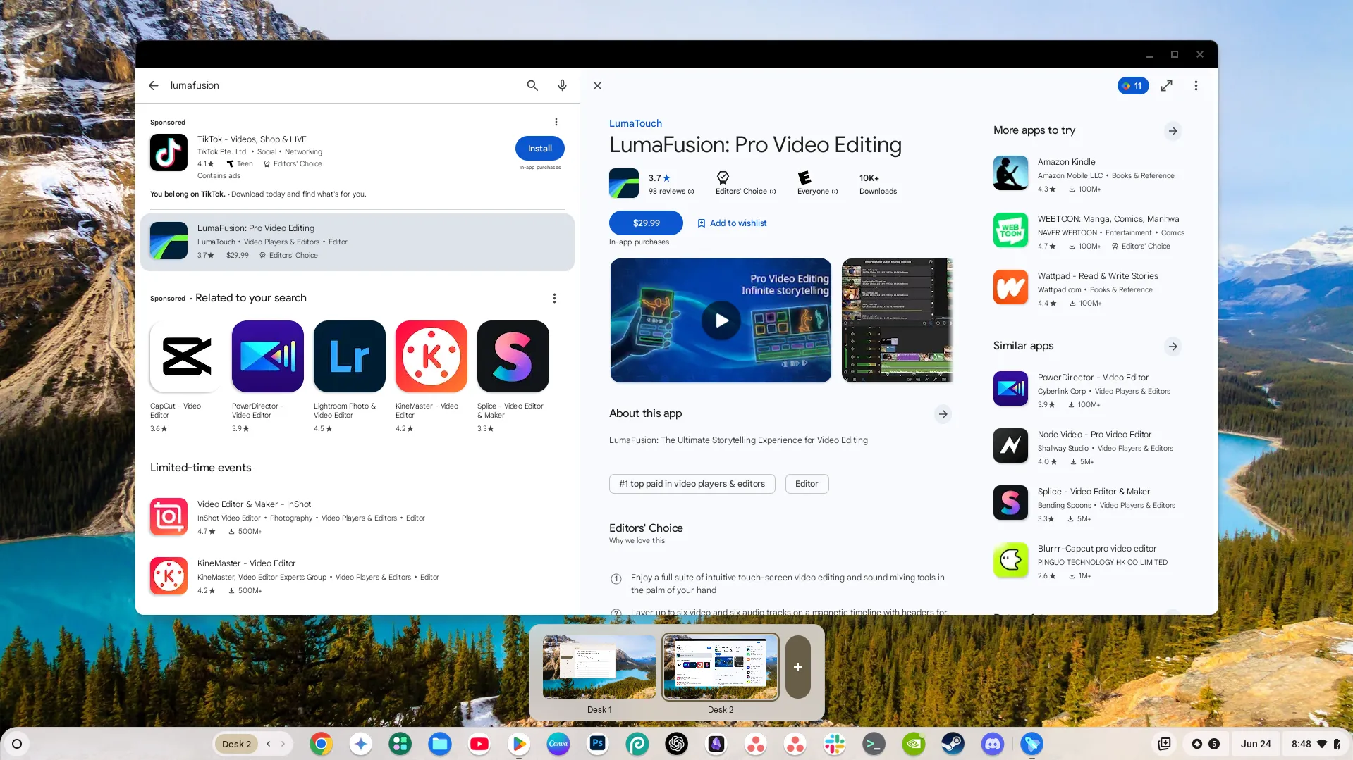 Các màn hình ảo (Virtual Desks) hiển thị ở cuối màn hình Chromebook, giúp tối ưu không gian làm việc