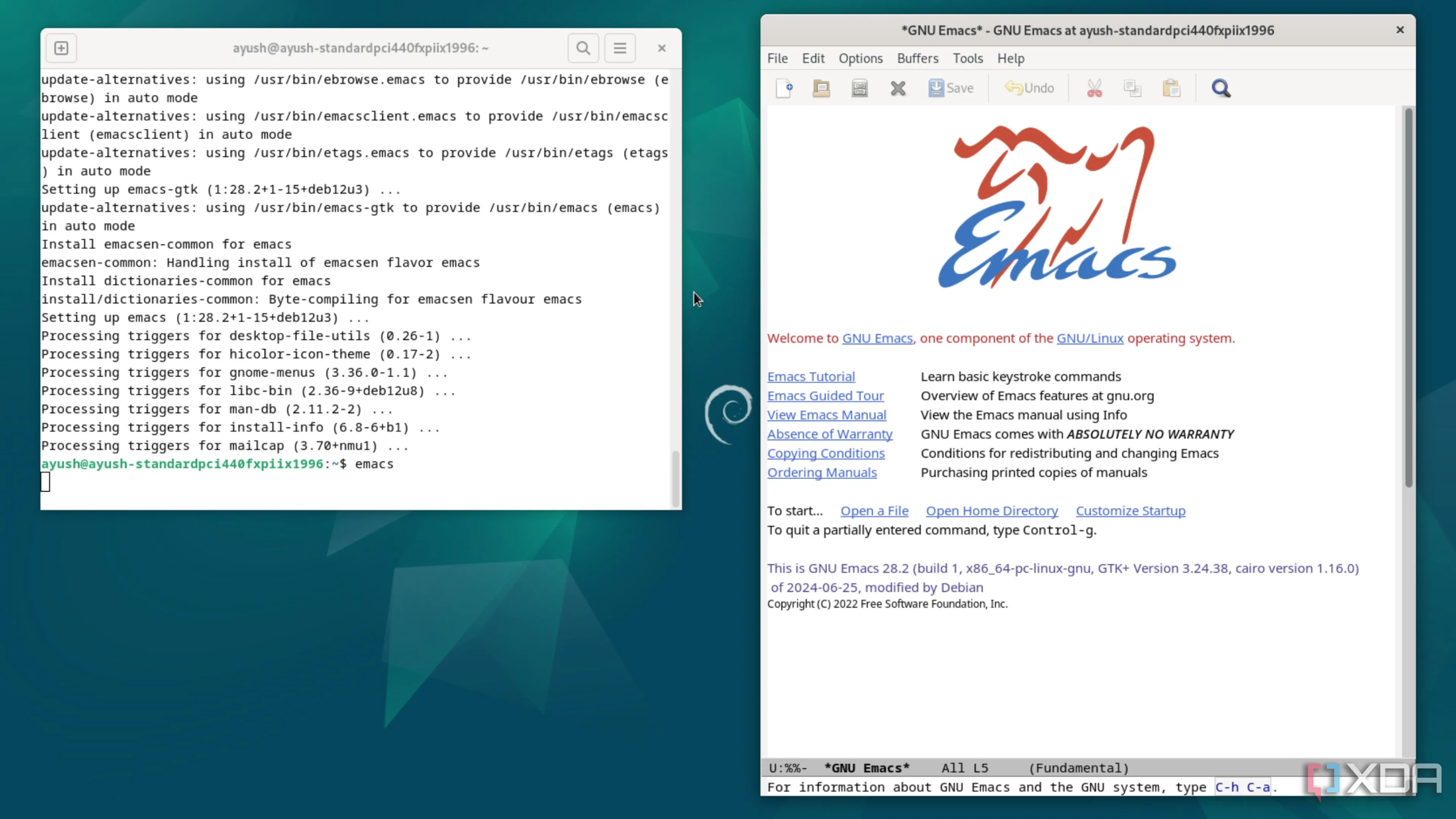 Cài đặt Emacs trên Debian, minh họa môi trường phát triển cho Treemacs.