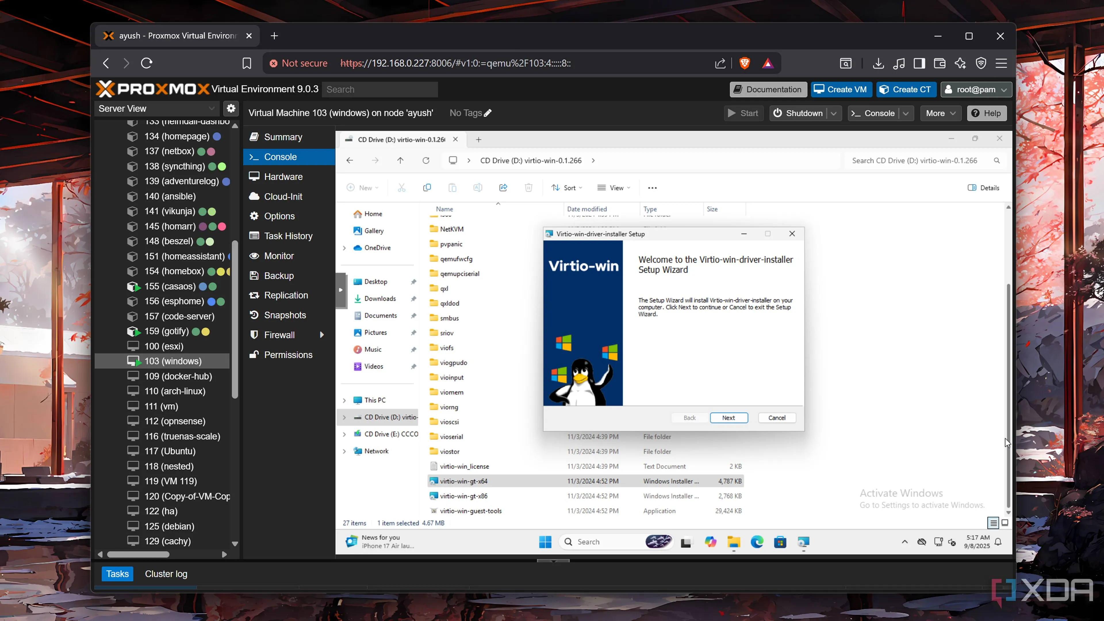 Cài đặt gói VirtIO-win-guest-tools để hoàn thiện driver trong Windows 11 VM