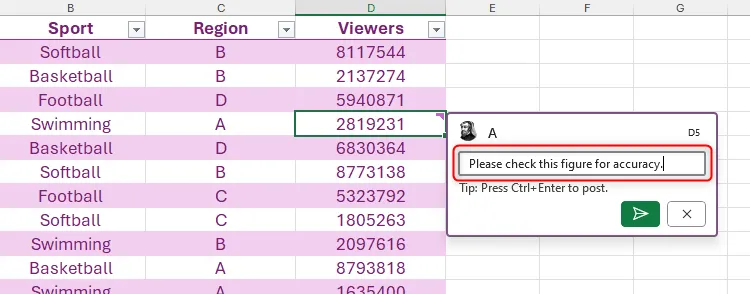 Comment được thêm vào một ô trong Microsoft Excel