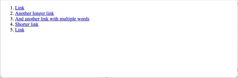 Danh sách các liên kết HTML được sắp xếp theo cột