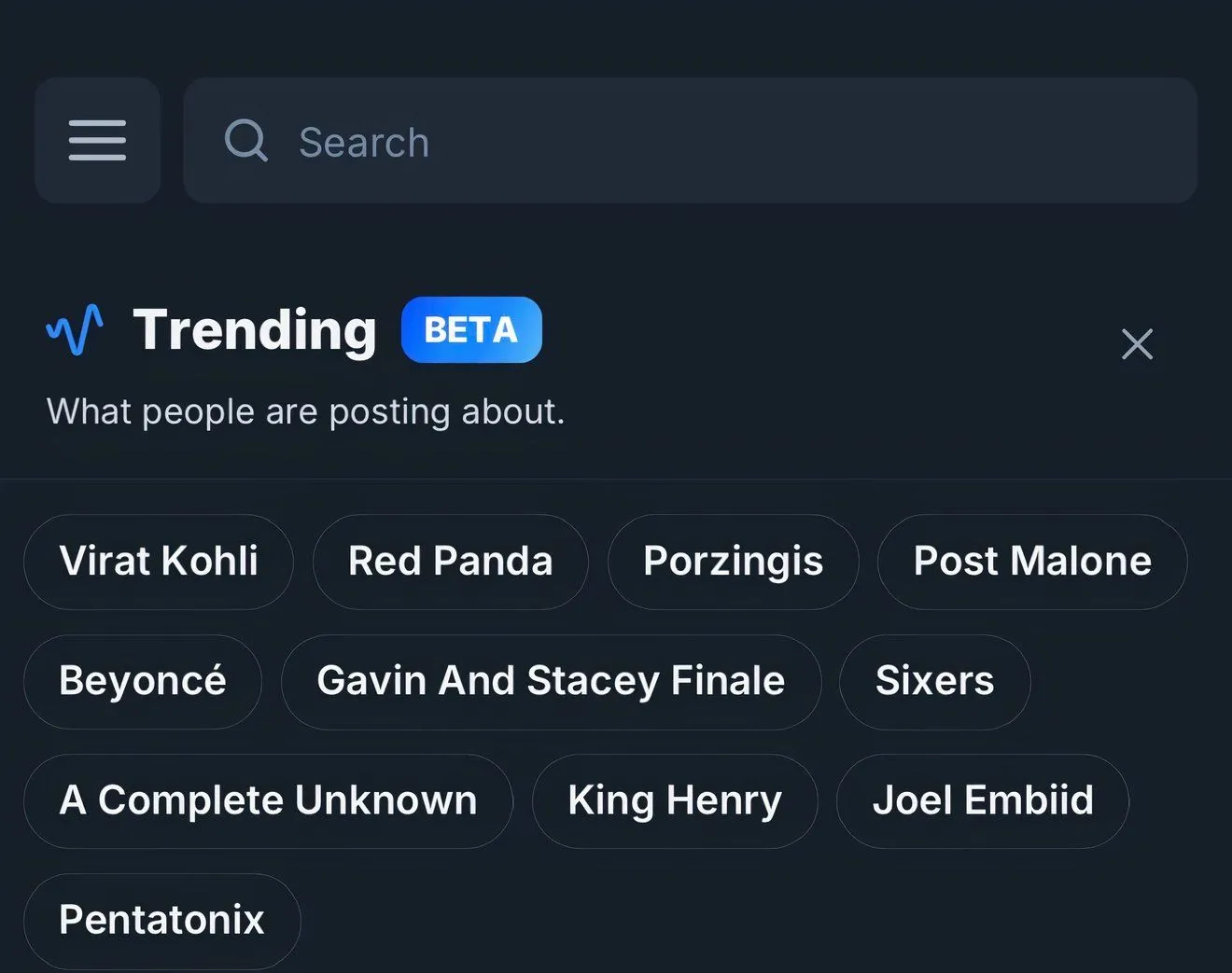 Giao diện Bluesky hiển thị chủ đề thịnh hành