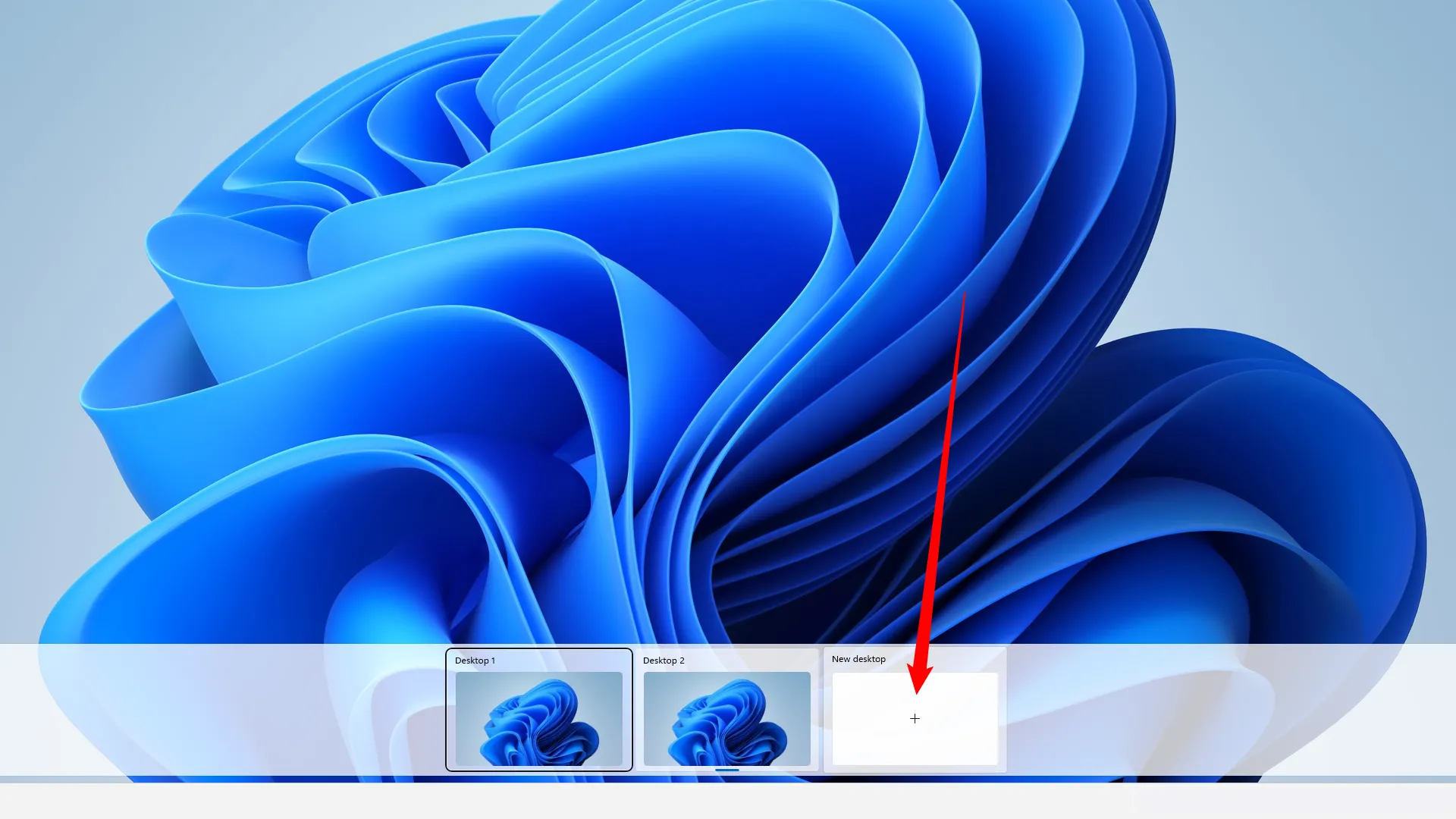 Giao diện Task View trên Windows, hiển thị tùy chọn 'New Desktop' để tạo màn hình ảo mới