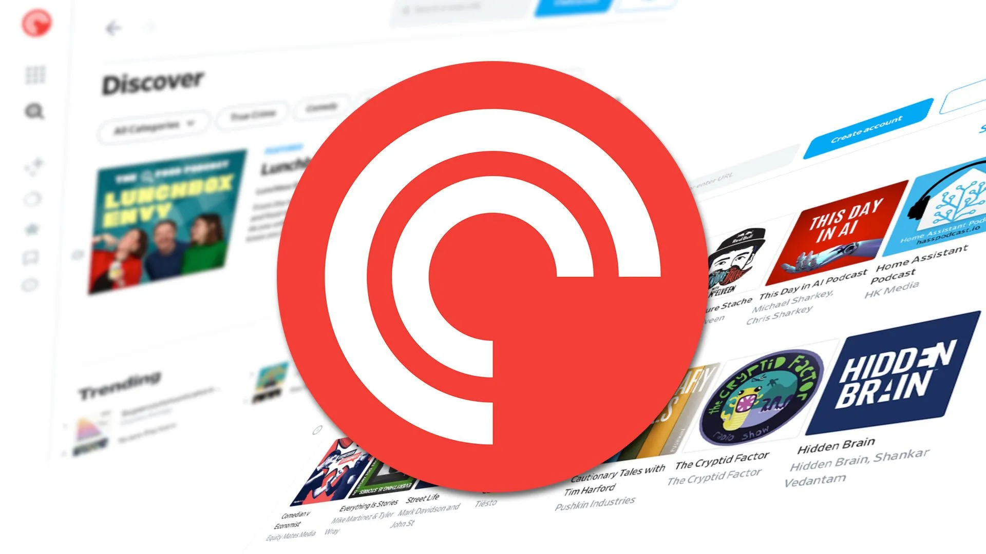 Giao diện trình phát web của Pocket Casts