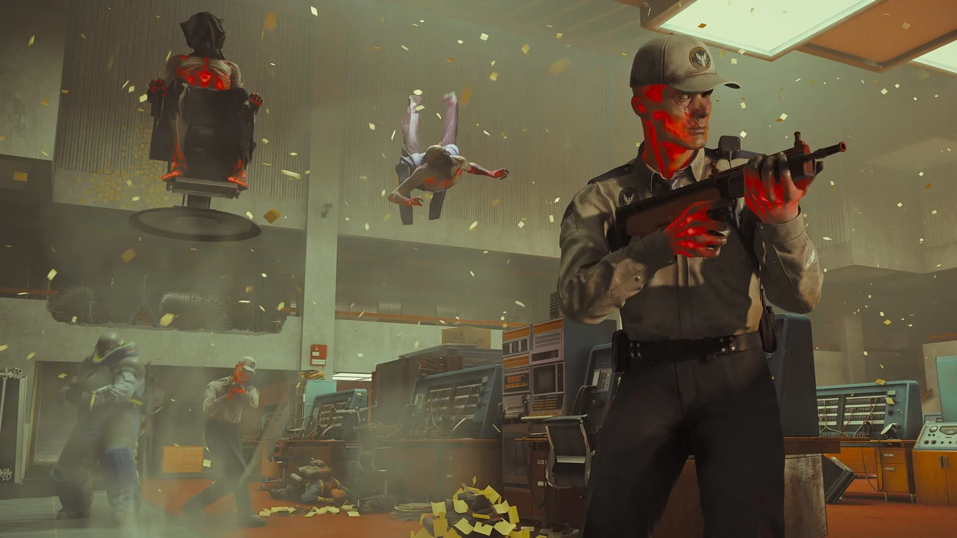 Kẻ thù Hiss bay lơ lửng, cầm súng trong FBC Firebreak, thể hiện thách thức trong game