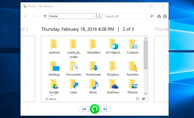 Khôi phục phiên bản trước của thư mục bằng File History trong Windows 11