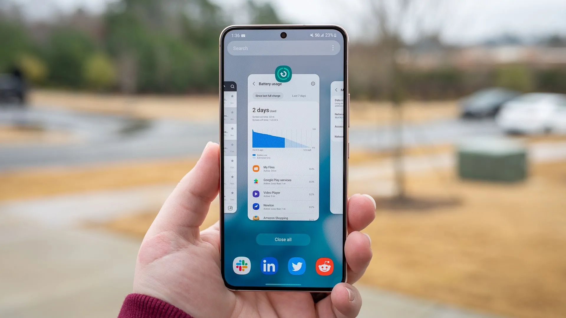 Màn hình cài đặt tối ưu hóa pin trên Samsung Galaxy S22, hướng dẫn tắt hạn chế ứng dụng nền cho MacroDroid hoặc Tasker.