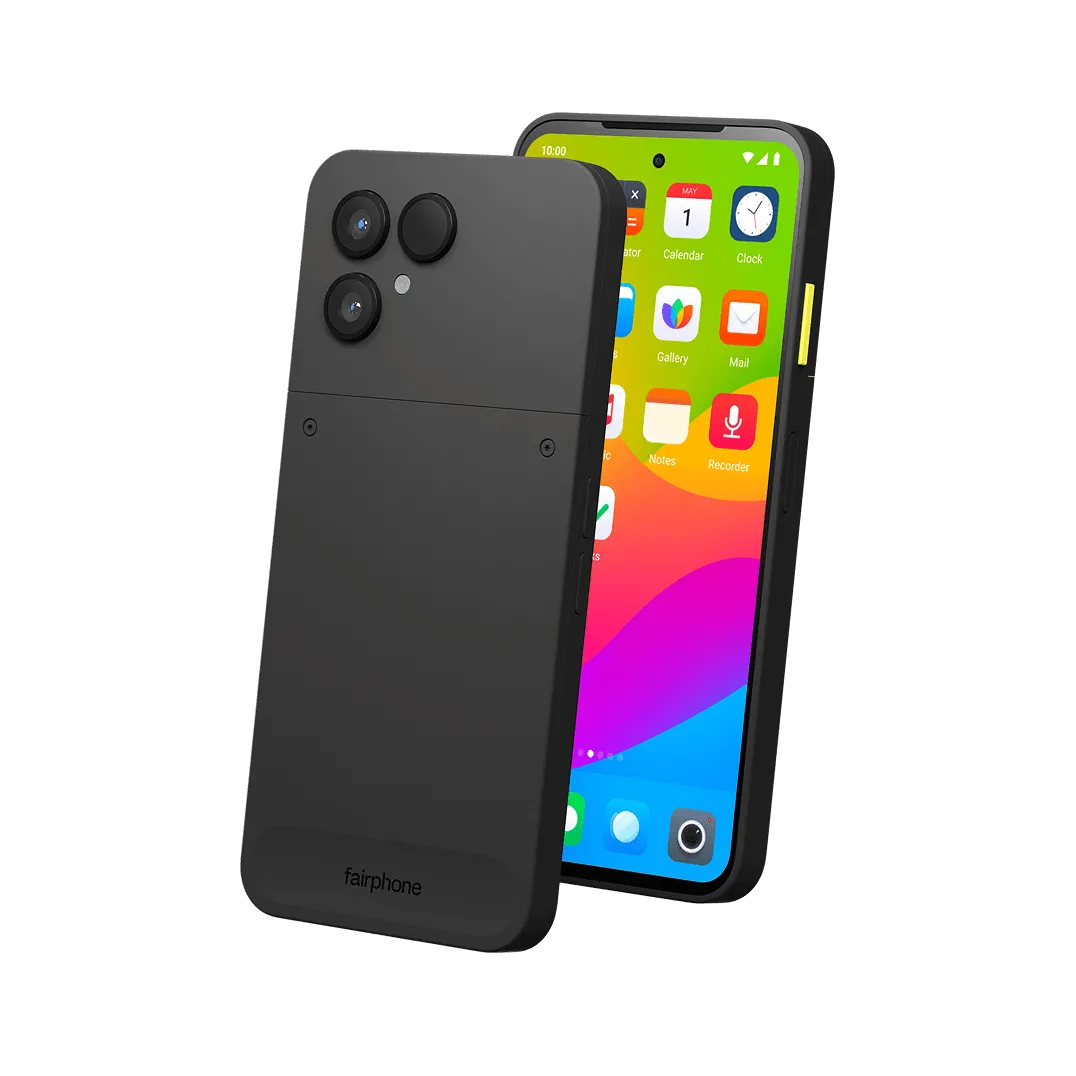 Mẫu điện thoại Murena Fairphone thế hệ 6 (Gen. 6) với hệ điều hành /e/OS, nhấn mạnh sự riêng tư và bền vững.