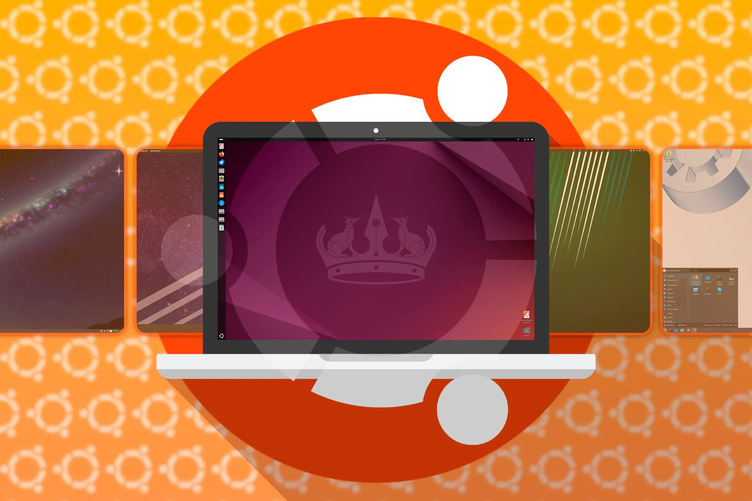 Máy tính xách tay chạy Ubuntu với các bản phân phối dựa trên Ubuntu khác trong nền