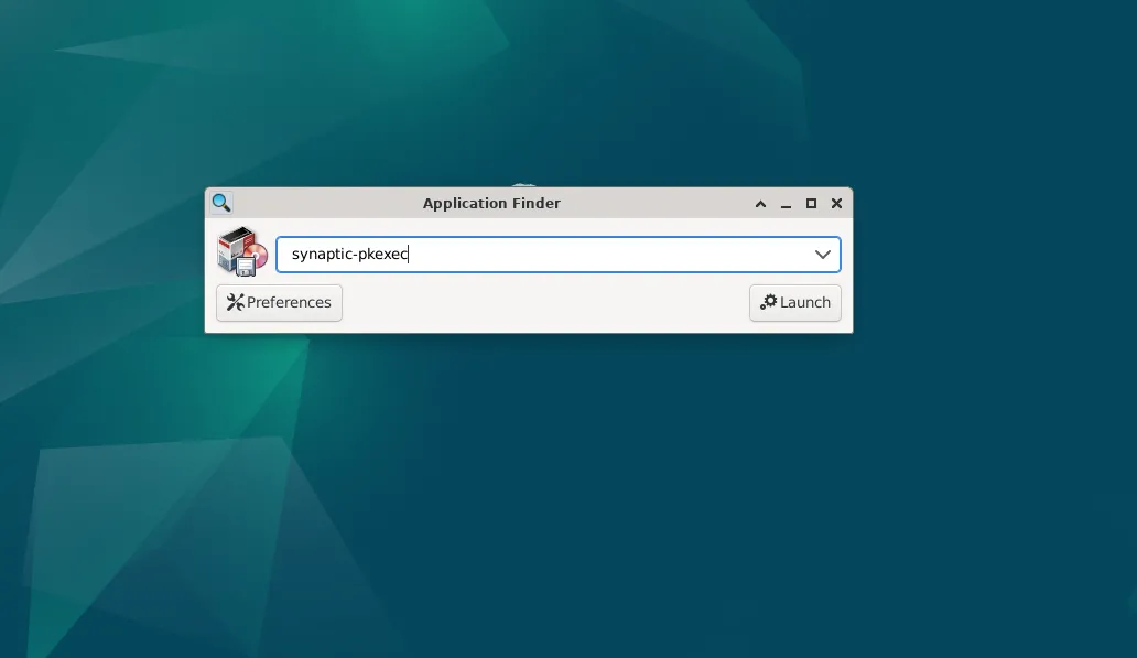 Mở trình quản lý gói Synaptic trên Debian GNU/Linux để cài đặt Wine.