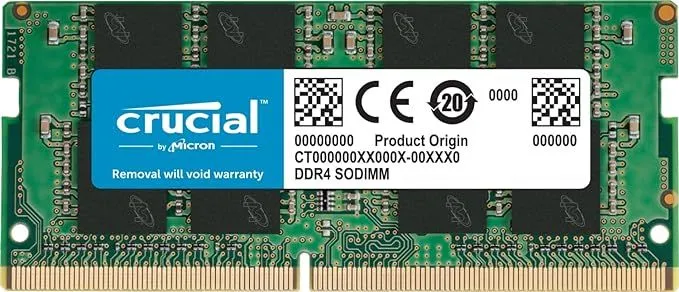 Thanh RAM Crucial 16GB DDR4 3200MHz CL22, một lựa chọn phổ biến để nâng cấp bộ nhớ laptop.