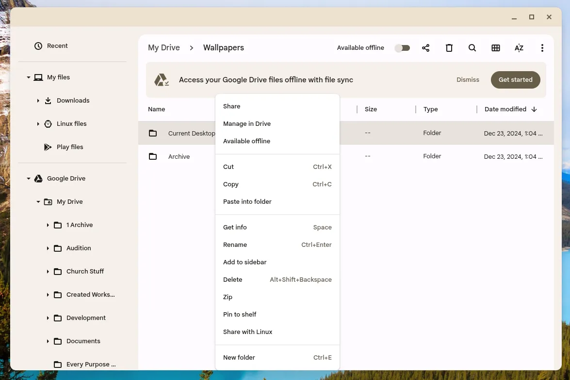 Thiết lập một tệp hoặc thư mục cụ thể khả dụng ngoại tuyến trên Chromebook để truy cập mọi lúc mọi nơi