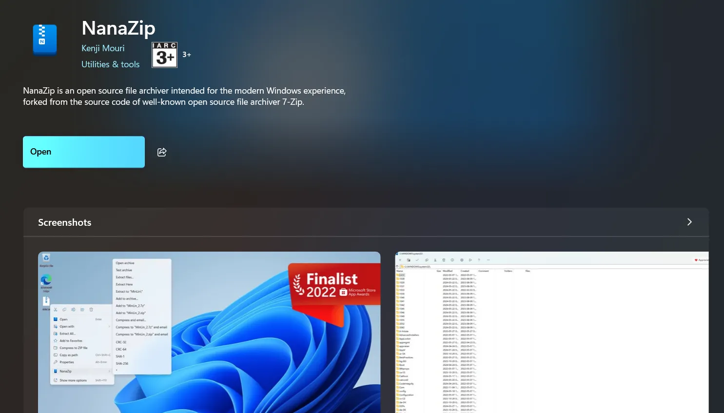 Tìm kiếm và cài đặt NanaZip dễ dàng từ Microsoft Store trên Windows