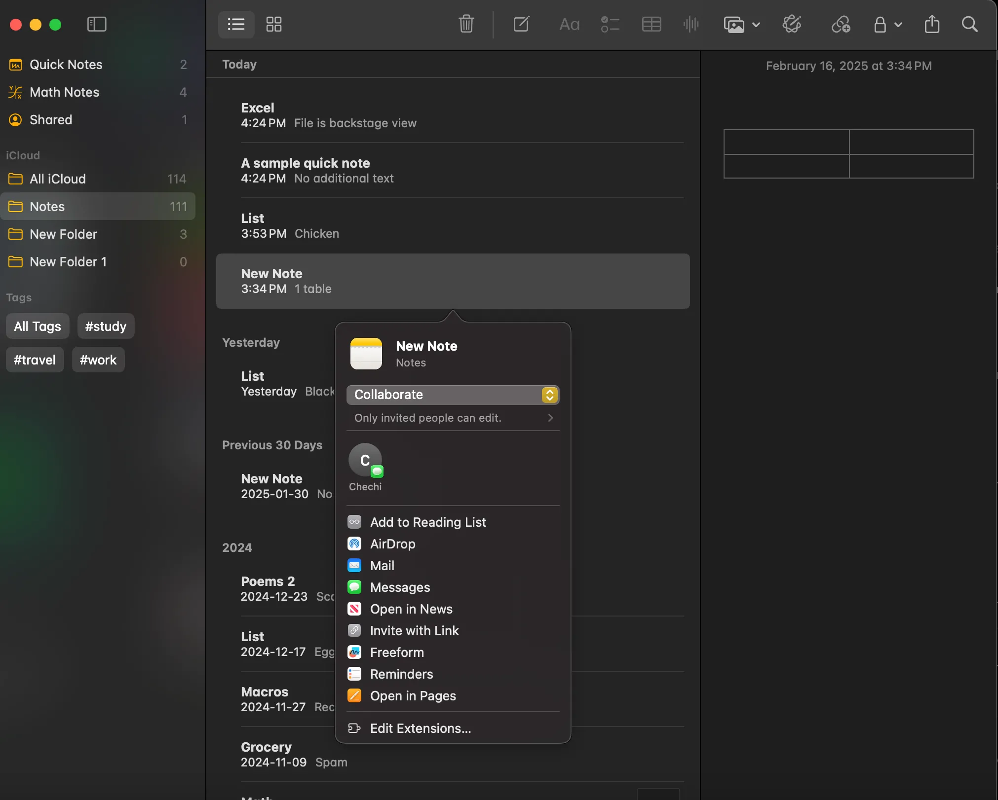 Tùy chọn chia sẻ ghi chú Apple Notes với người cộng tác và quản lý quyền truy cập