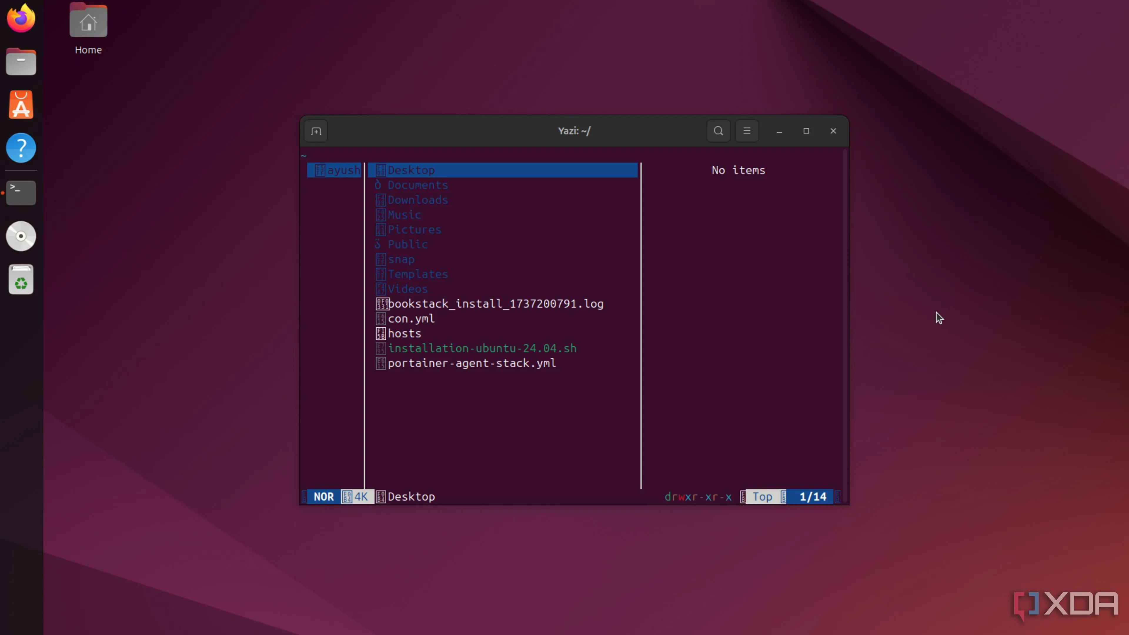 Yazi hoạt động trong Ubuntu, trình quản lý tệp dựa trên terminal với tốc độ cao.